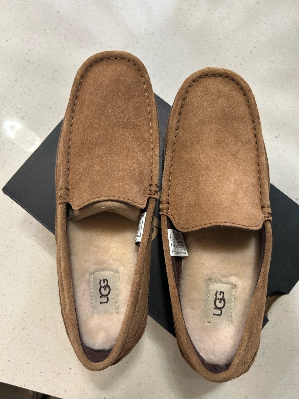 UGG Men's Chestnut Suede Shearling-Lined Slip-On Loafers
